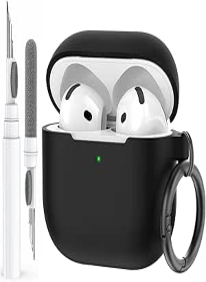 AhaStyle AirPods 4 Case Cover (2024) with Cleaning Kit, Soft Silicone Shockproof Cover Skin for Apple AirPods 4, Support USB-C & Wireless Charging